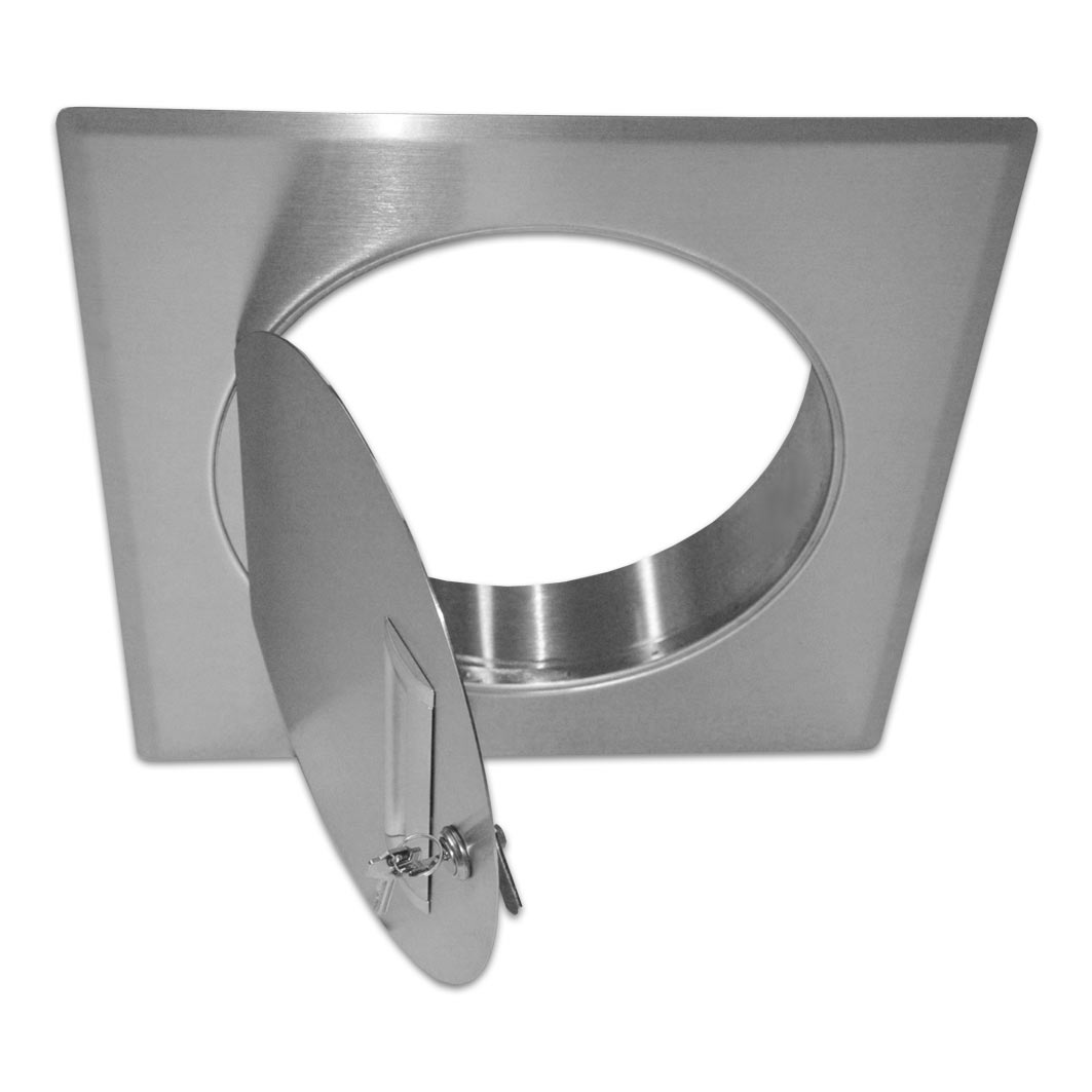 Einwurftür Metall - Edelstahl - einwandig - ohne Dichtung - schmaler Rahmen - eckig/rund/rund - ⌀ 300 mm