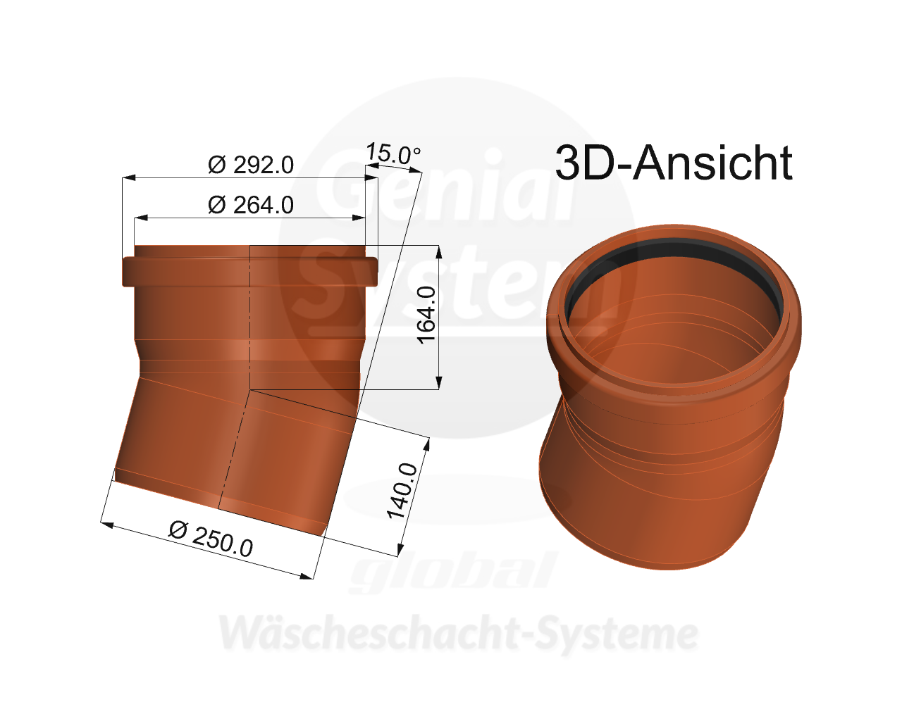 KG-Rohr Bogen 15°
