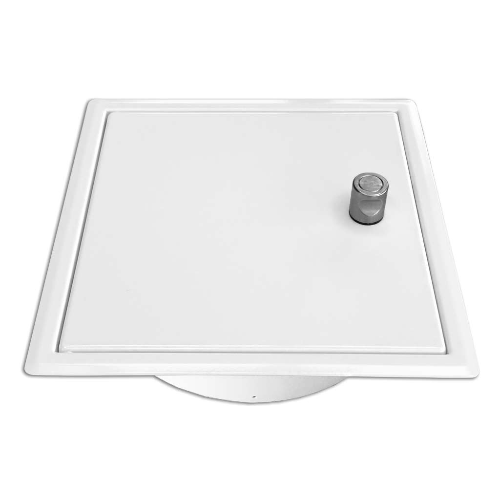 Einwurftür Metall - Weiß - doppelwandig - mit Dichtung - eckig/eckig/rund - ⌀ 300 mm